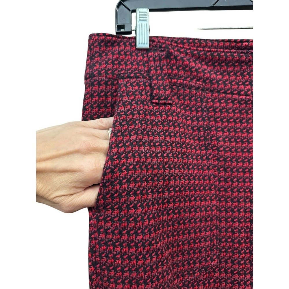 Anthropologie Maeve The Naomi Flare Wide Leg Pants Sz 16P Houndstooth Red ST13-4 - Picture 7 of 12